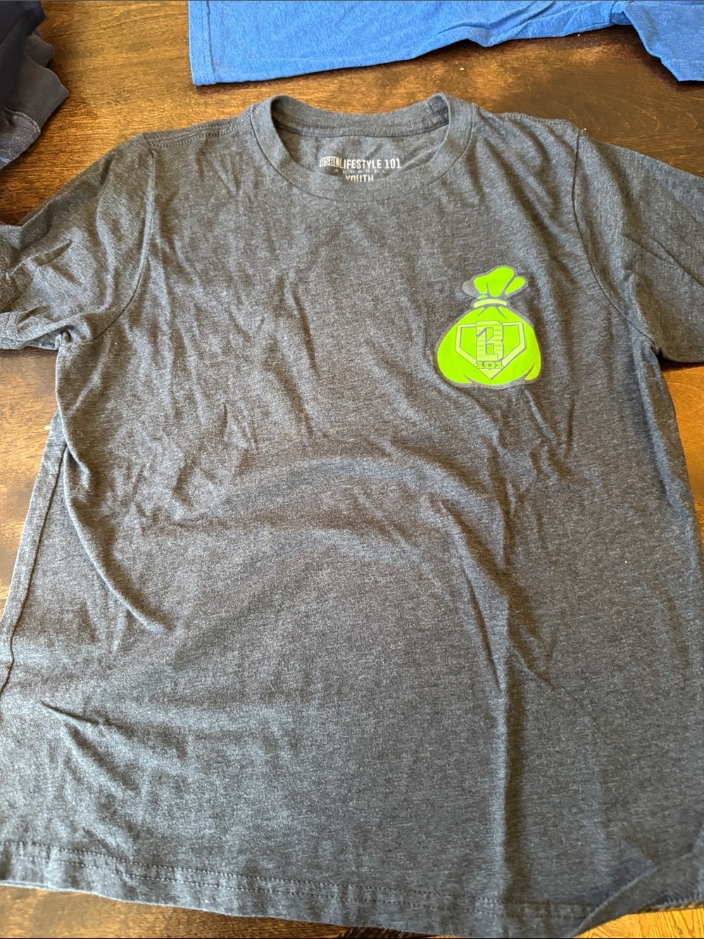 Kids' Heather Gray Short-Sleeve Tee with Neon Green Chest Graphic